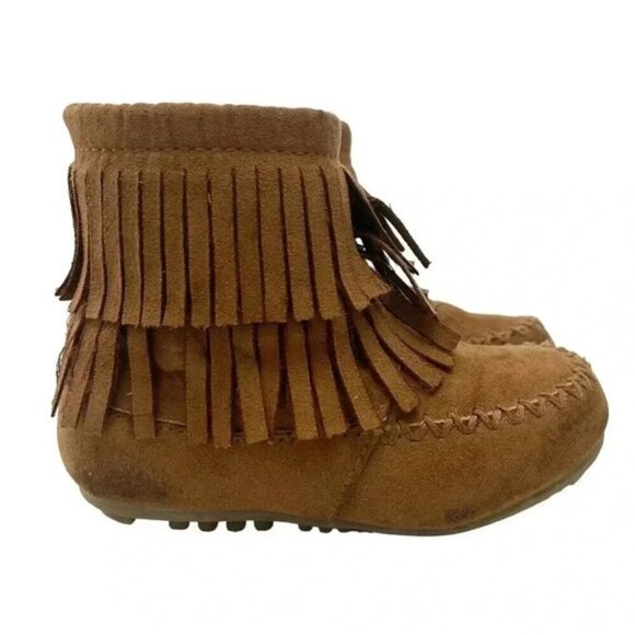 Joe Fresh Fringe Moccasin Baby Booties Brown  Size 6 - Picture 1 of 12